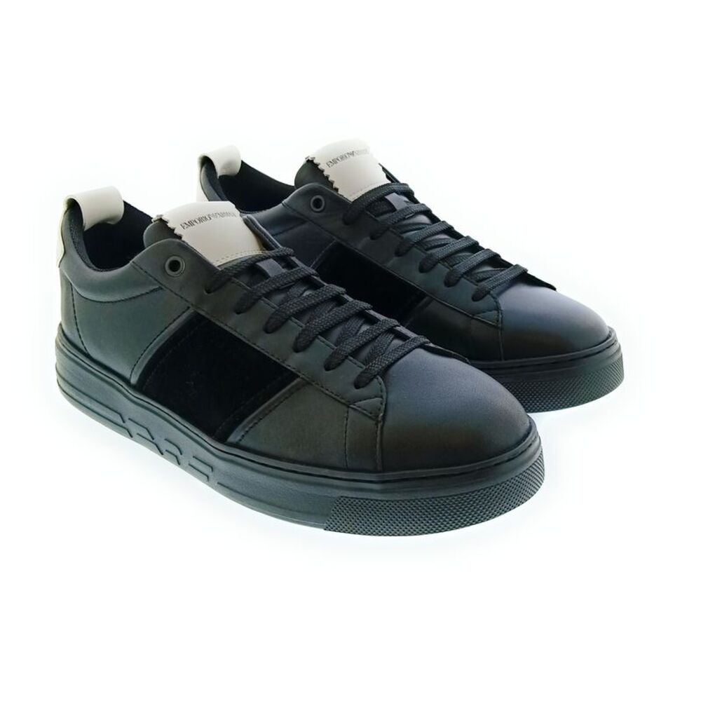 Emporio Armani Men's Black Contrast-Panel Low-Top Sneakers
